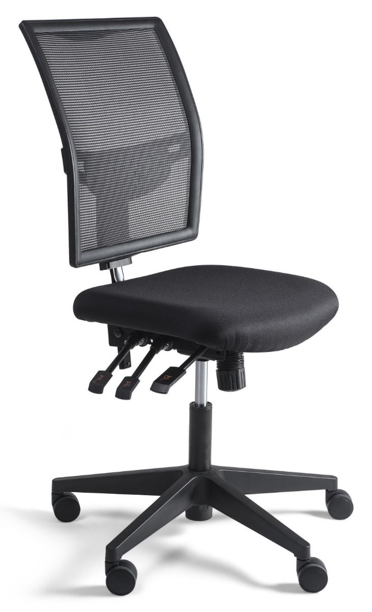 24Designs Bedrijfsstoel En Werkstoel Laag - Mesh Zwart - Zithoogte 48 - 63 Cm - Zwart Onderstel
