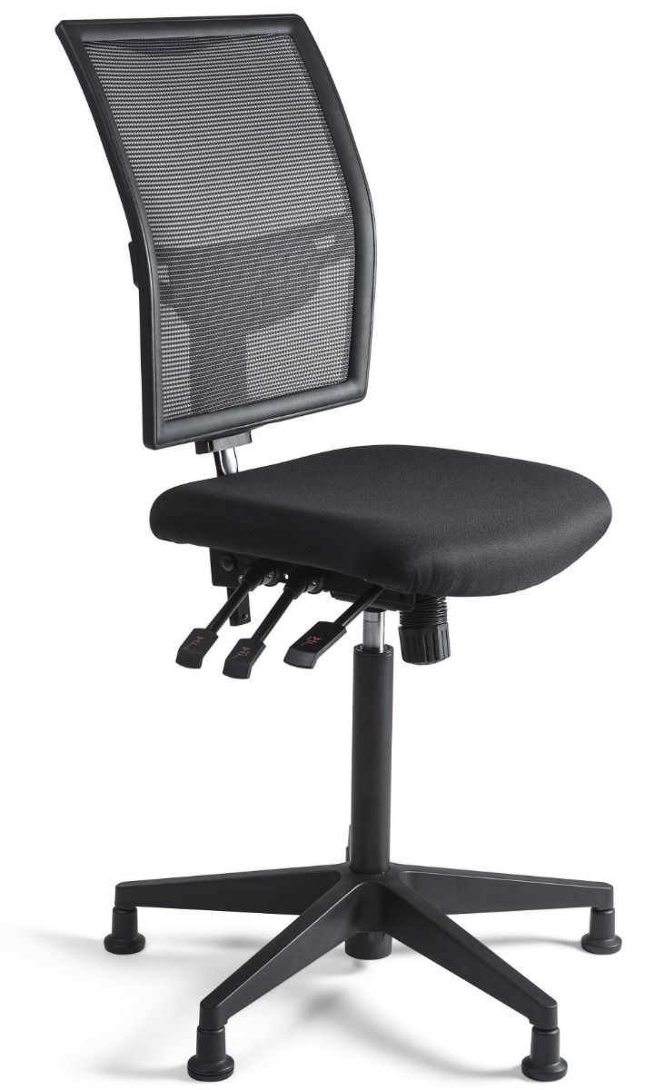 24Designs Bedrijfsstoel En Werkstoel Hoog - Mesh Zwart - Zithoogte 60 - 86 Cm - Zwart Onderstel