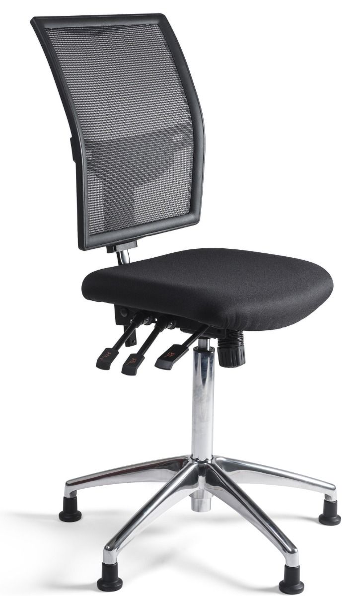 24Designs Bedrijfsstoel En Werkstoel Hoog - Mesh Zwart - Zithoogte 60 - 86 Cm - Aluminium Onderstel