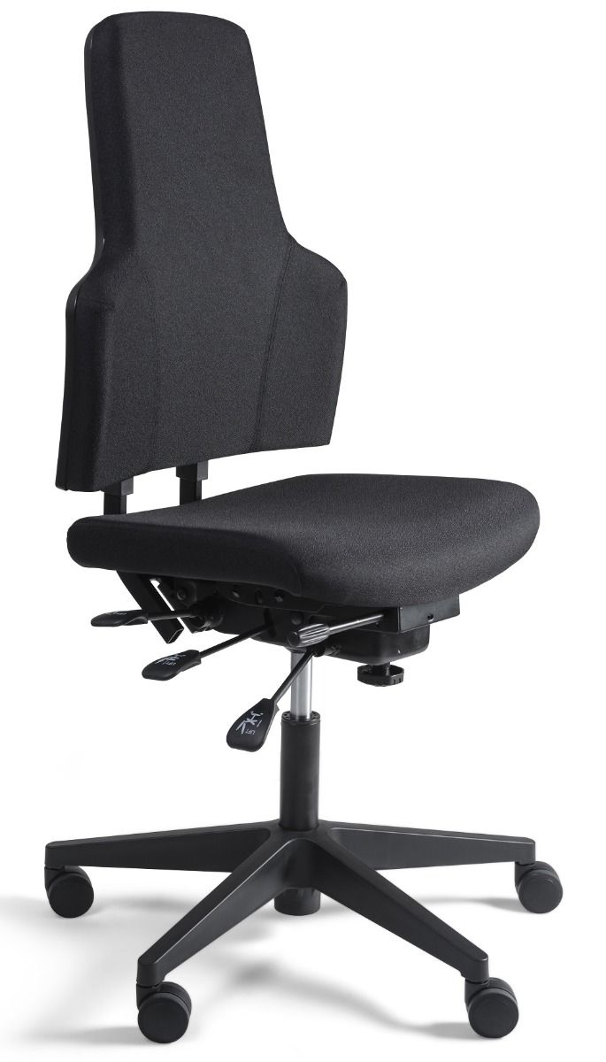 24Designs Wenen Ergonomische Bedrijfsstoel EN1335 - Stof Zwart - Zwart Onderstel