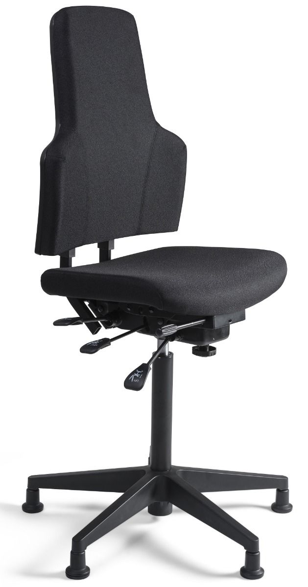 24Designs Bedrijfsstoel Hoog - Stof Zwart - Verstelbare Zithoogte 66 - 91 Cm - Zwart Kunststof Onderstel