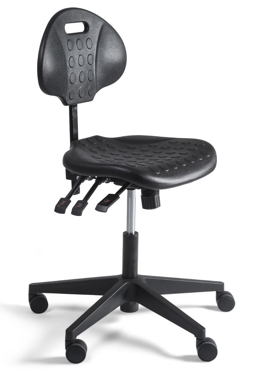 24Designs Werkstoel Laag Nylon - Verstelbare Zithoogte 44 - 60 Cm - Zwart
