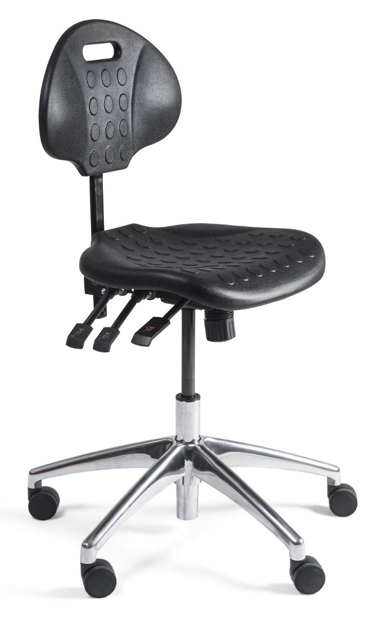24Designs Werkstoel Laag ALU - Verstelbare Zithoogte 44 - 60 Cm - Zwart