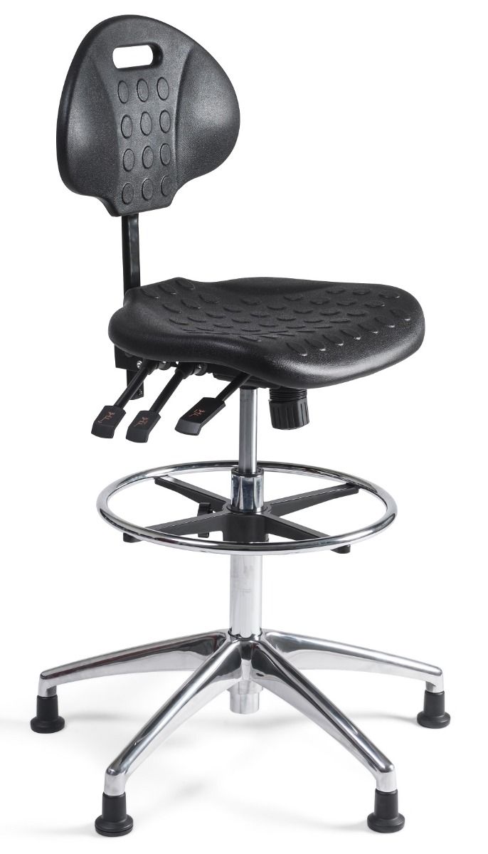 24Designs Werkstoel Hoog Alu - Verstelbare Zithoogte 57 - 83 Cm - Zwart