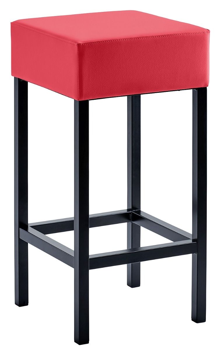 24Designs Barkruk Russel - Zithoogte 64 Cm - Rood Kunstleer - Zwart Onderstel
