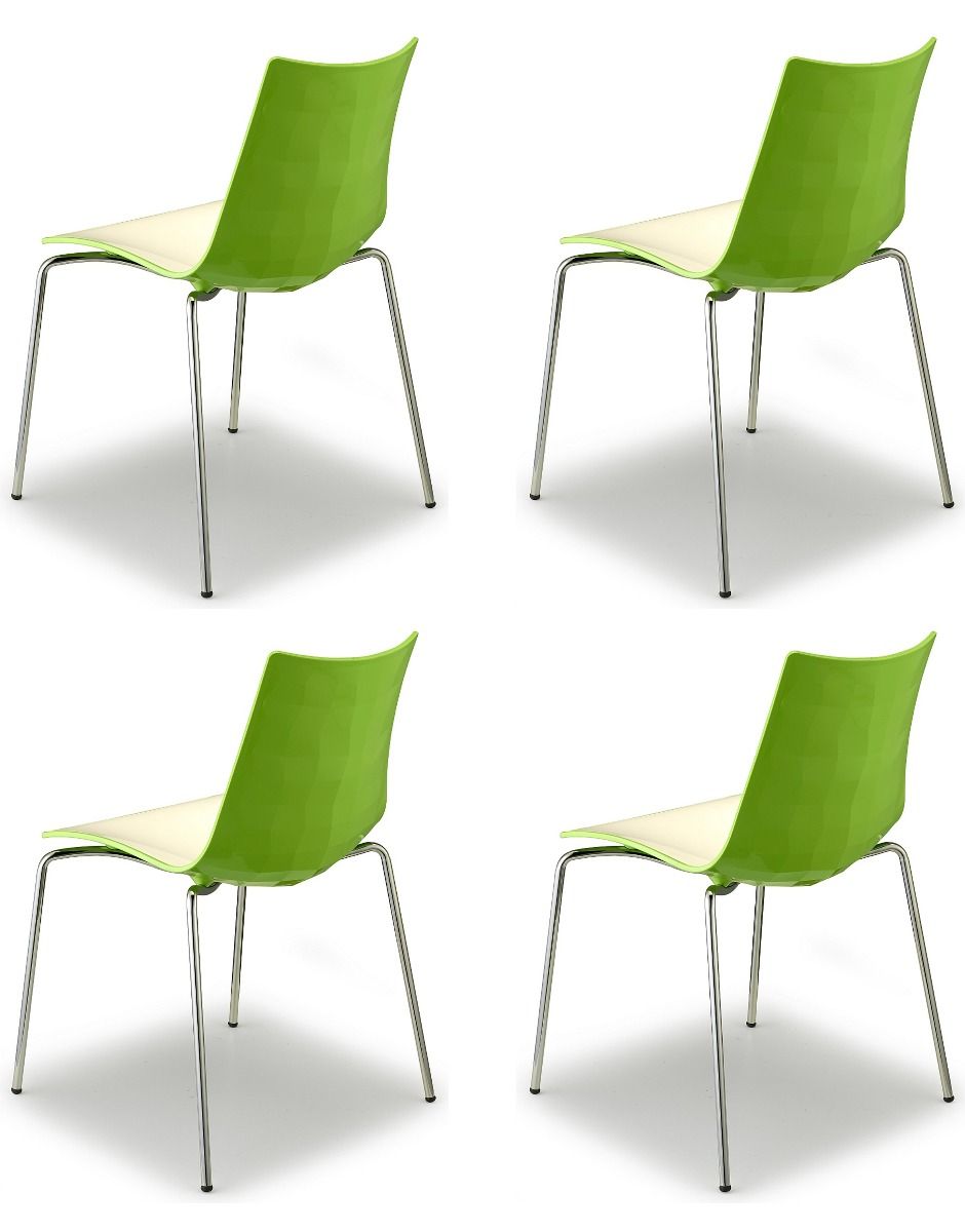 SCAB Bicolore Stoel - Set Van 4 - Groen/Wit - 4-Poots Chroom