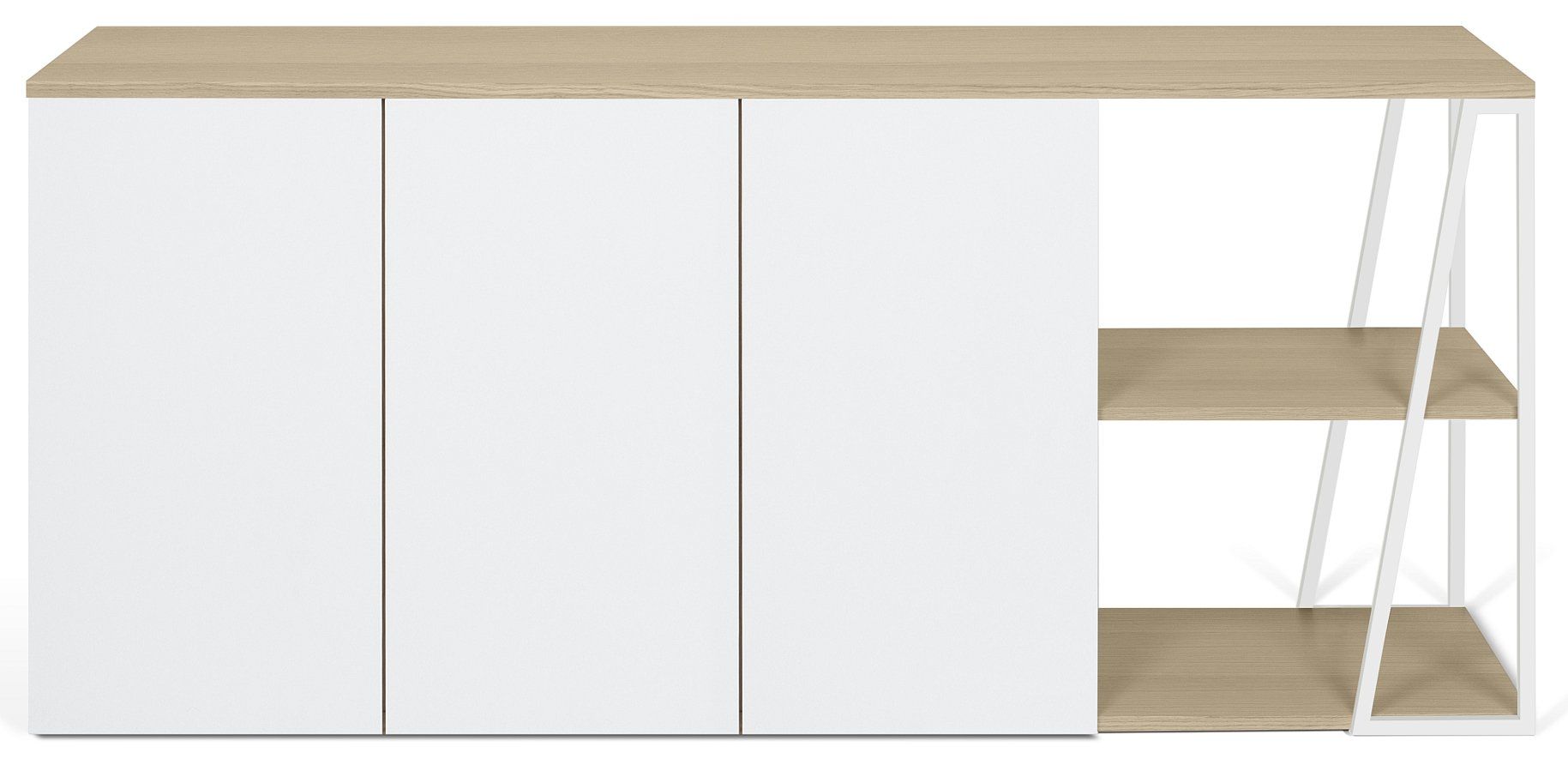 TemaHome Albi Dressoir 3-Deurs - B190xD45xH81 - Wit Metaal - Eiken