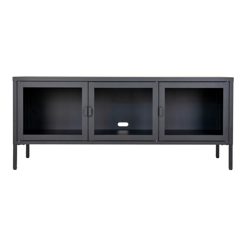 Brisbane TV-Bench - TV-Bench in black with glass doors 40x130x55 cm