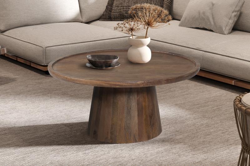 Salontafel 'Jules' 80x36 cm Rond Mango hout Lichtbruin (2c)