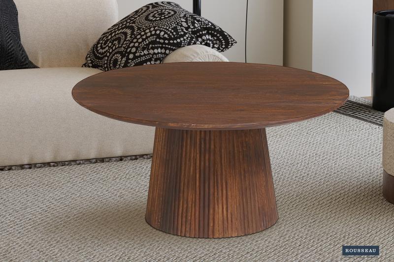 Salontafel 'Miguel' 80 cm Rond Mango hout Lichtbruin (2c)