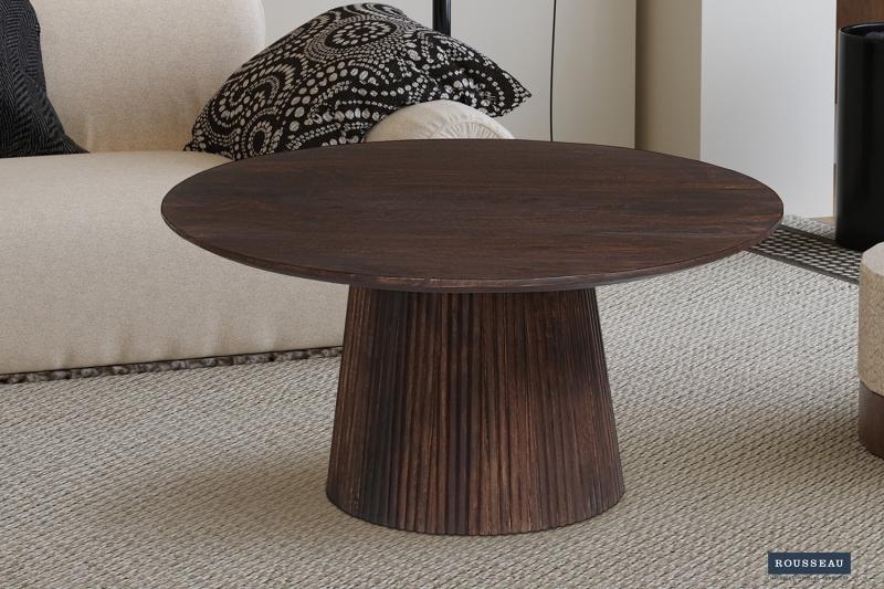 Salontafel 'Miguel' 80 cm Rond Mango hout Donkerbruin (2c)