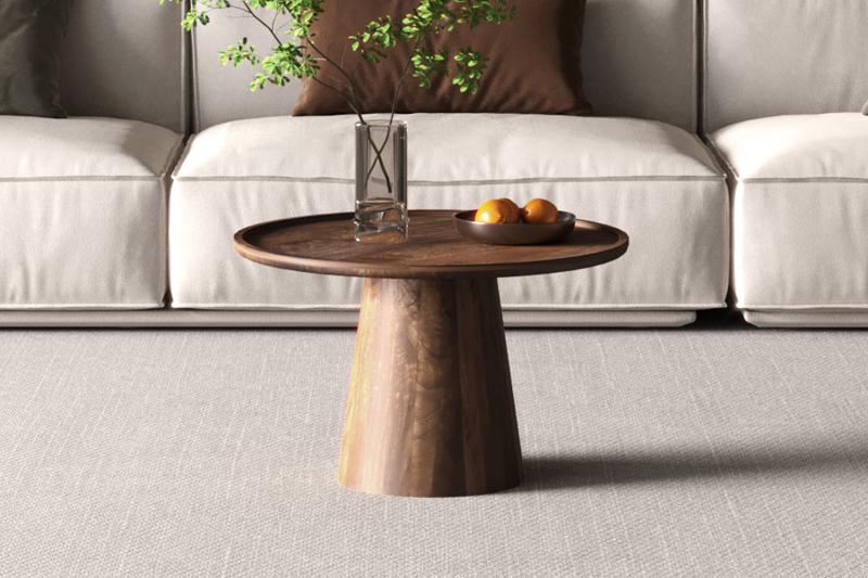 Salontafel 'Jules' 65x40 cm Rond Mango hout Lichtbruin (2c)