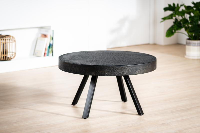 Salontafel rond 74 cm, Lava, B341 vintage zwart