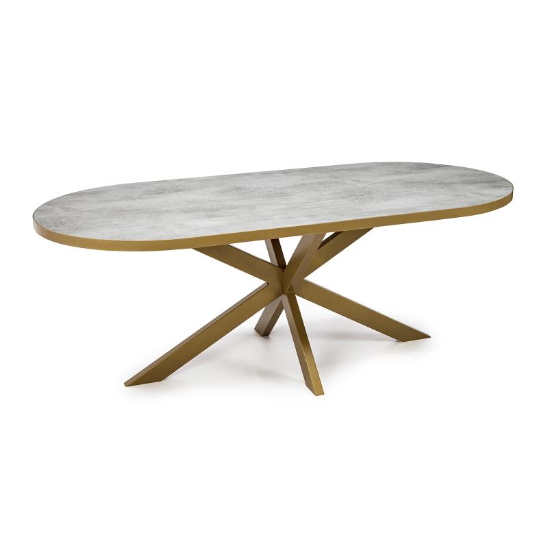 Stalux Plat ovale eettafel 'Noud' 180 x 100, kleur goud / beton