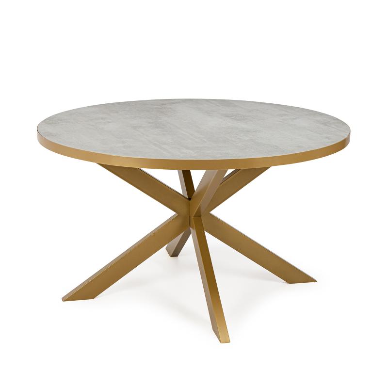 Stalux Ronde eettafel 'Daan' 120cm, kleur goud / beton