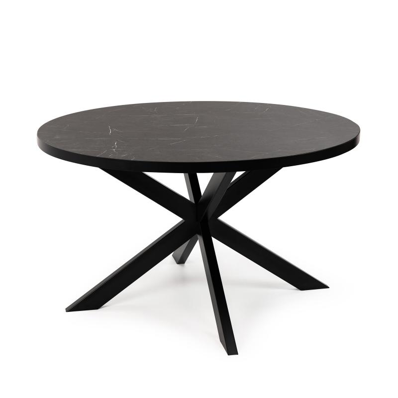 Stalux Ronde eettafel 'Daan' 148cm, kleur zwart / zwart marmer