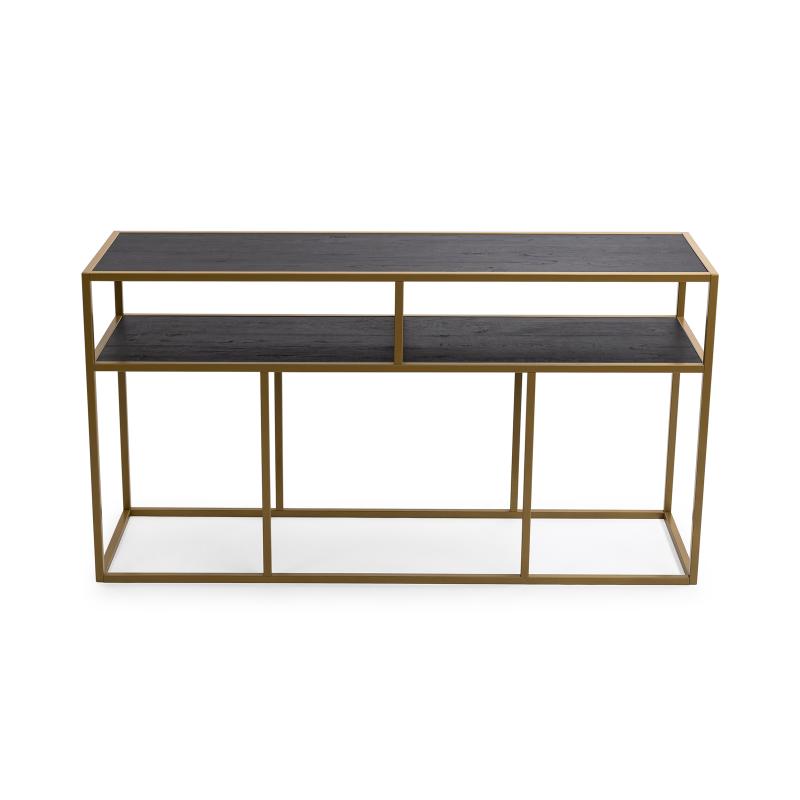 Stalux Side-table 'Teun' 150cm, kleur goud / zwart eiken