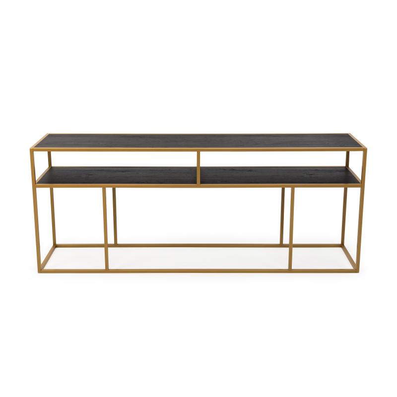 Stalux Side-table 'Teun' 200cm, kleur goud / zwart eiken