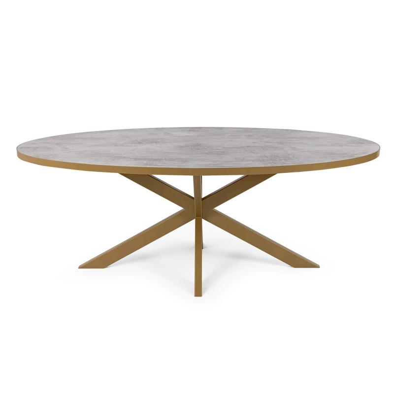 Stalux Ovale eettafel 'Mees' 240 x 110cm, kleur goud / beton