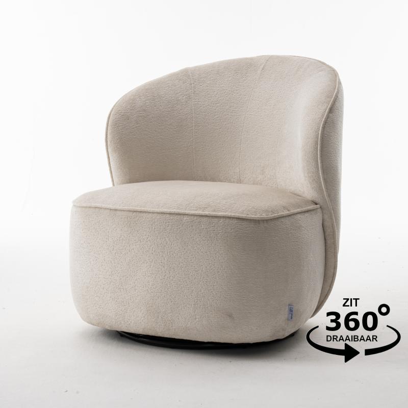 Sammy Draaifauteuil Stof Loris #01 Cream