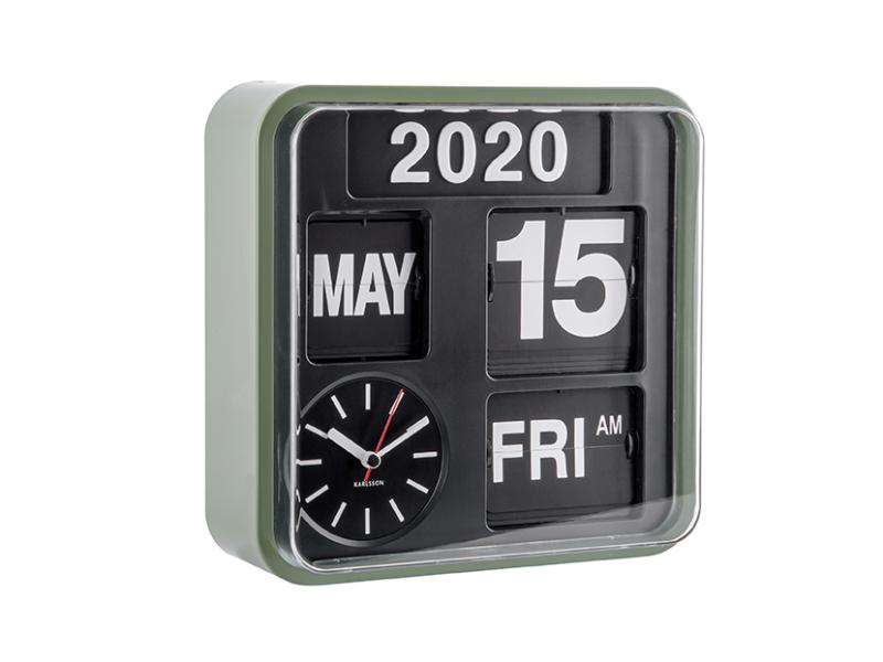 Wall clock Mini Flip green casing, black dial