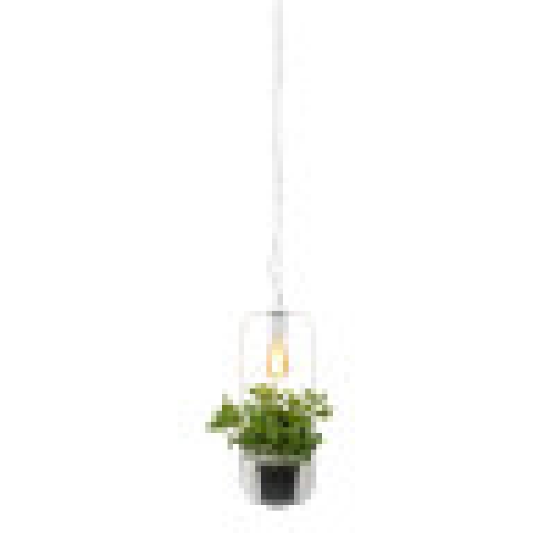 Hanglamp/planthouder ijzer/glas Florence h.52x19cm, wit