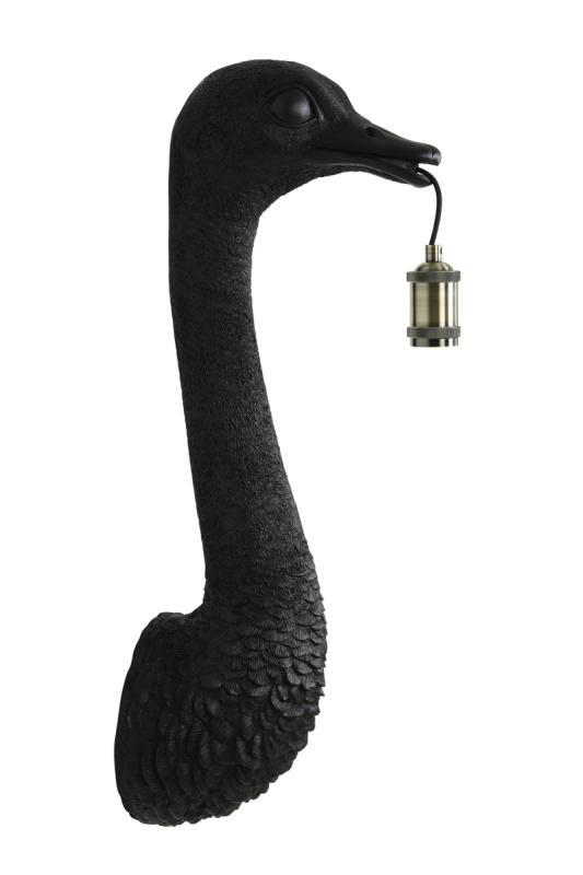 Wandlamp Ostrich - Zwart - 25x19x72cm