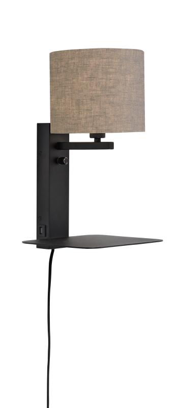 Wandlamp Florence - Taupe/Zwart - 24x22x42cm