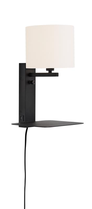 Wandlamp Florence - Wit/Zwart - 24x22x42cm