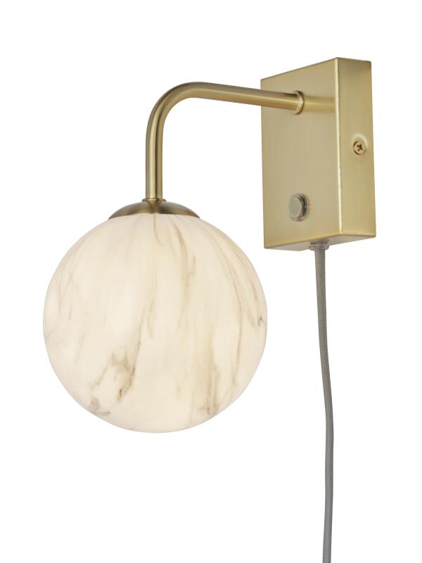 Wandlamp Carrara - Goud/Wit - 12x18x21cm