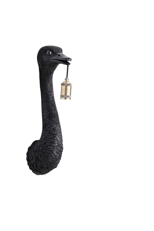 Wandlamp Ostrich - Zwart - 18x15,5x57,5 cm