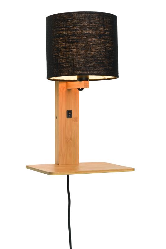 Wandlamp Andes - Bamboe/Zwart - 19x24x36cm