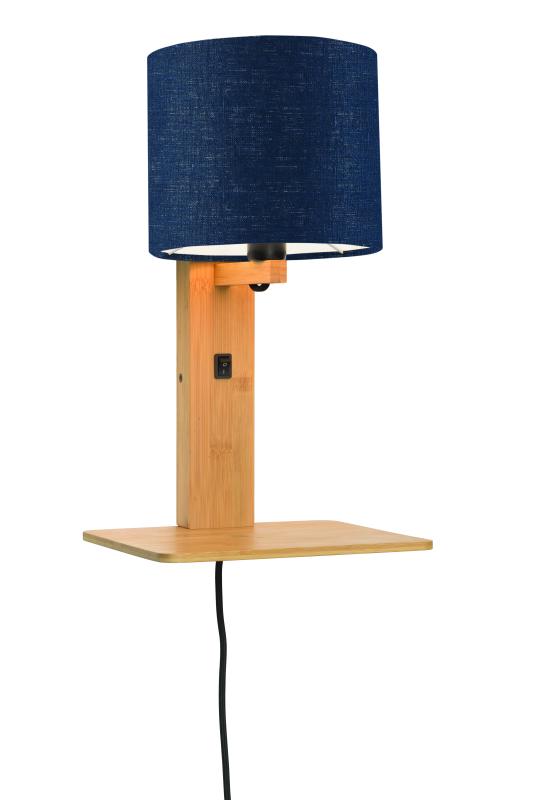 Wandlamp Andes - Bamboe/Blauw - 19x24x36cm