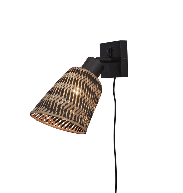 Wandlamp Java - Bamboe Zwart/Naturel - Ø15cm