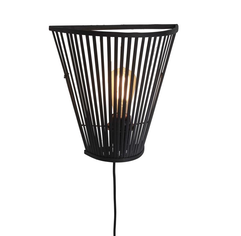 Wandlamp Merapi - Bamboe Zwart - 30x15x30cm