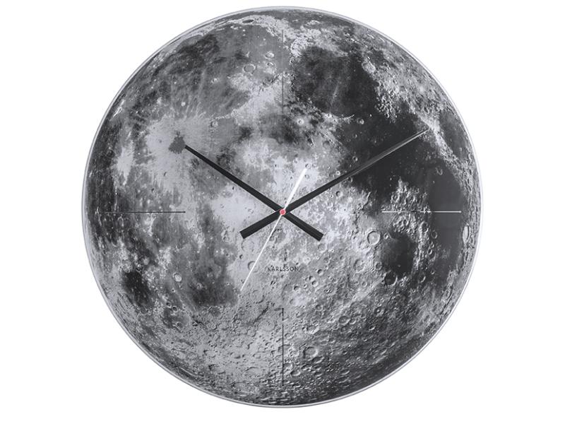 Wall clock Moon mirror glass, silent movem.