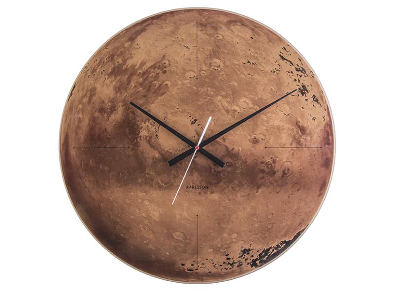 Wall clock Mars copper mirror glass, silent movem.