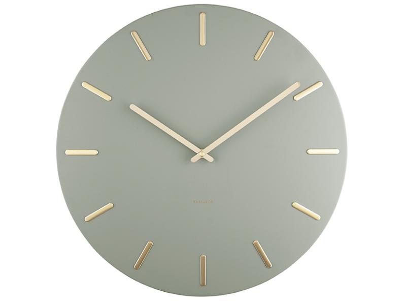 Wall clock Charm jungle green with gold battons