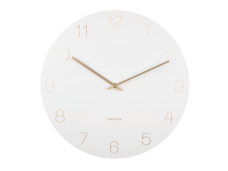 Wall clock Charm engraved numbers white