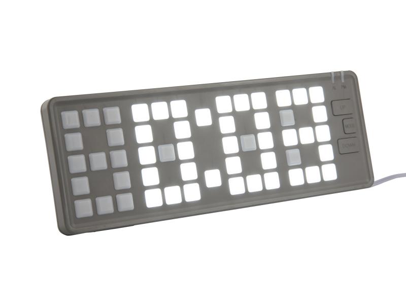 Wekker Keyboard - Grijs - 23x1.5x8.3cm